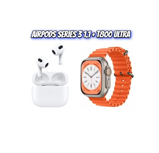 Airpods Series 3 1.1 + Reloj T800 Ultra